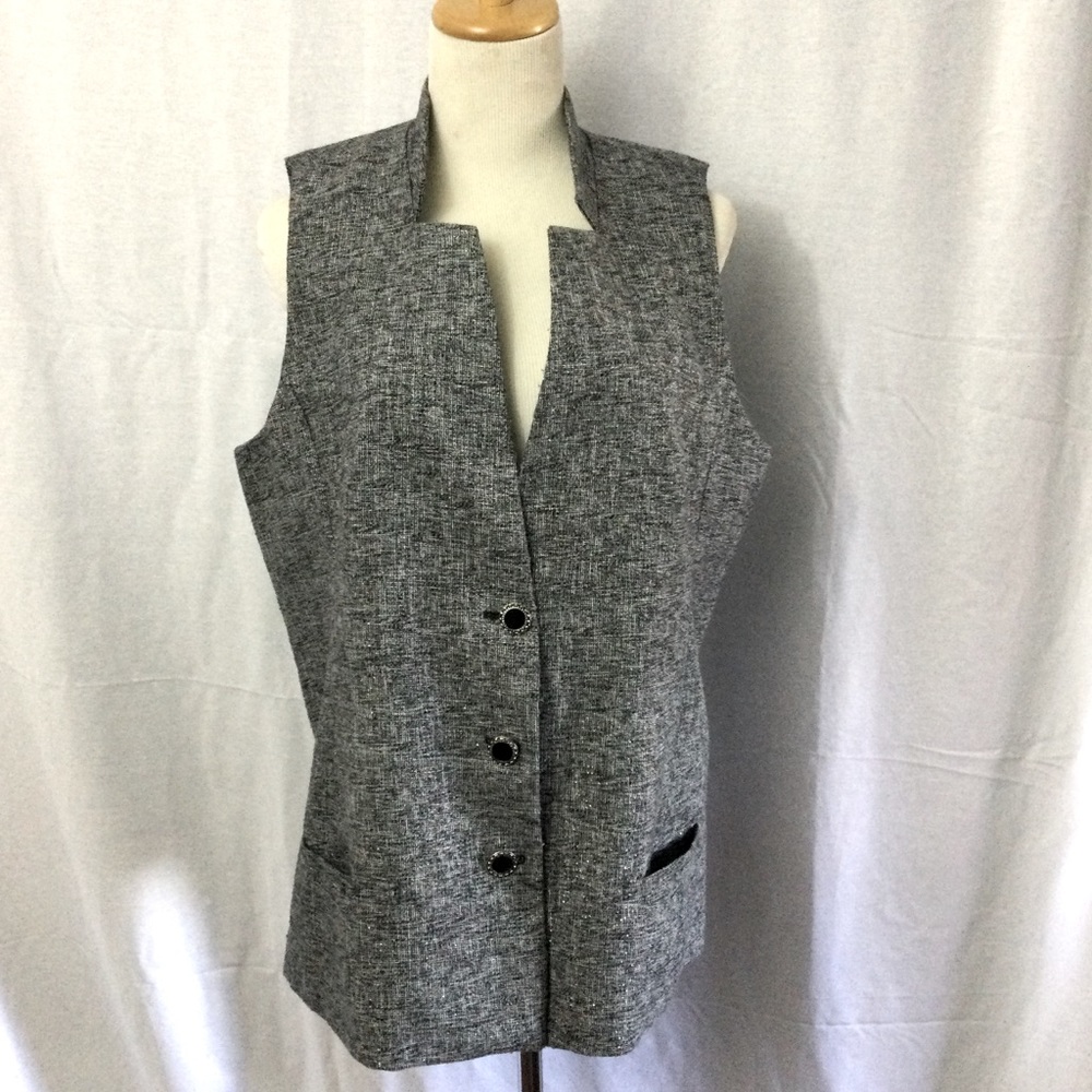 Chico's Fully Lined Button Front Metallic Thread … - image 1